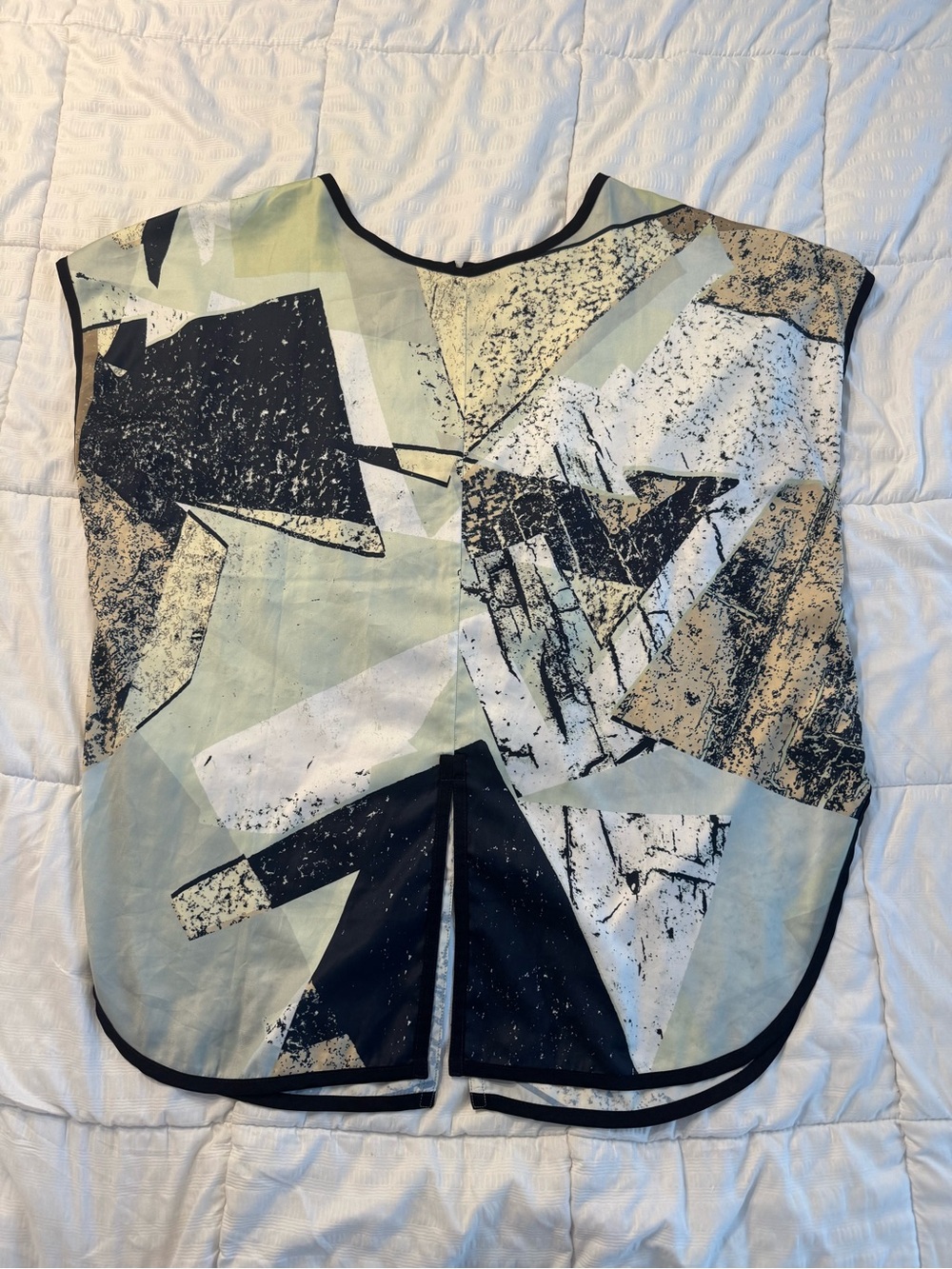 Lysse Blouse Geometric Print Mixed Media Art to Wear Artsy Oversized S/M Womens